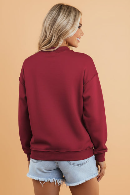 Solid Reversible Mock Neck Oversized Sweatshirt