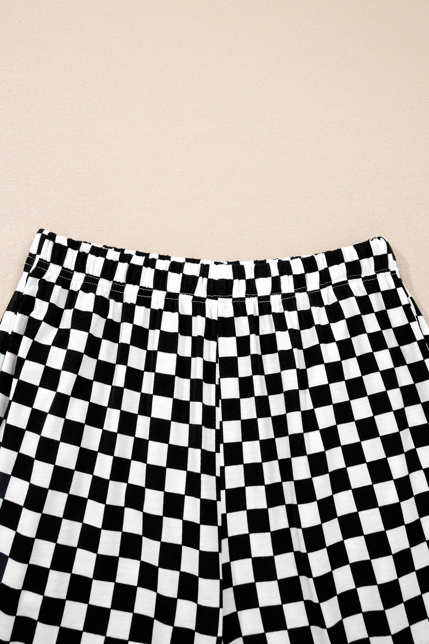 black checker short sleeve tee and pants lounge set for women