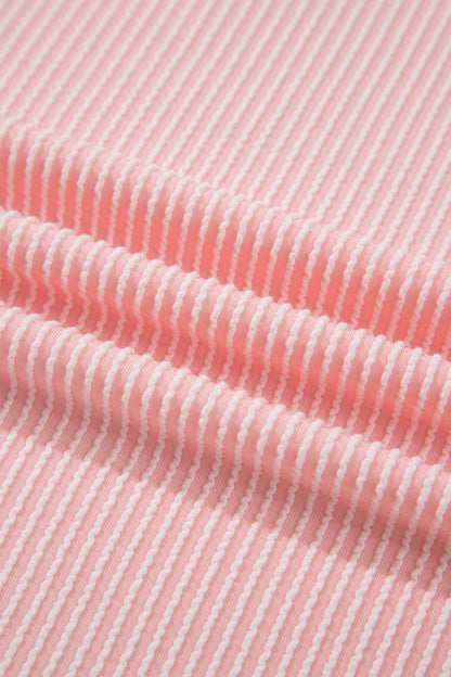 Plus Size Pink Colorblock Ribbed Knit Top with stretchy ribbed knit, contrast accents, and an easy plus-size fit, boutique fashion