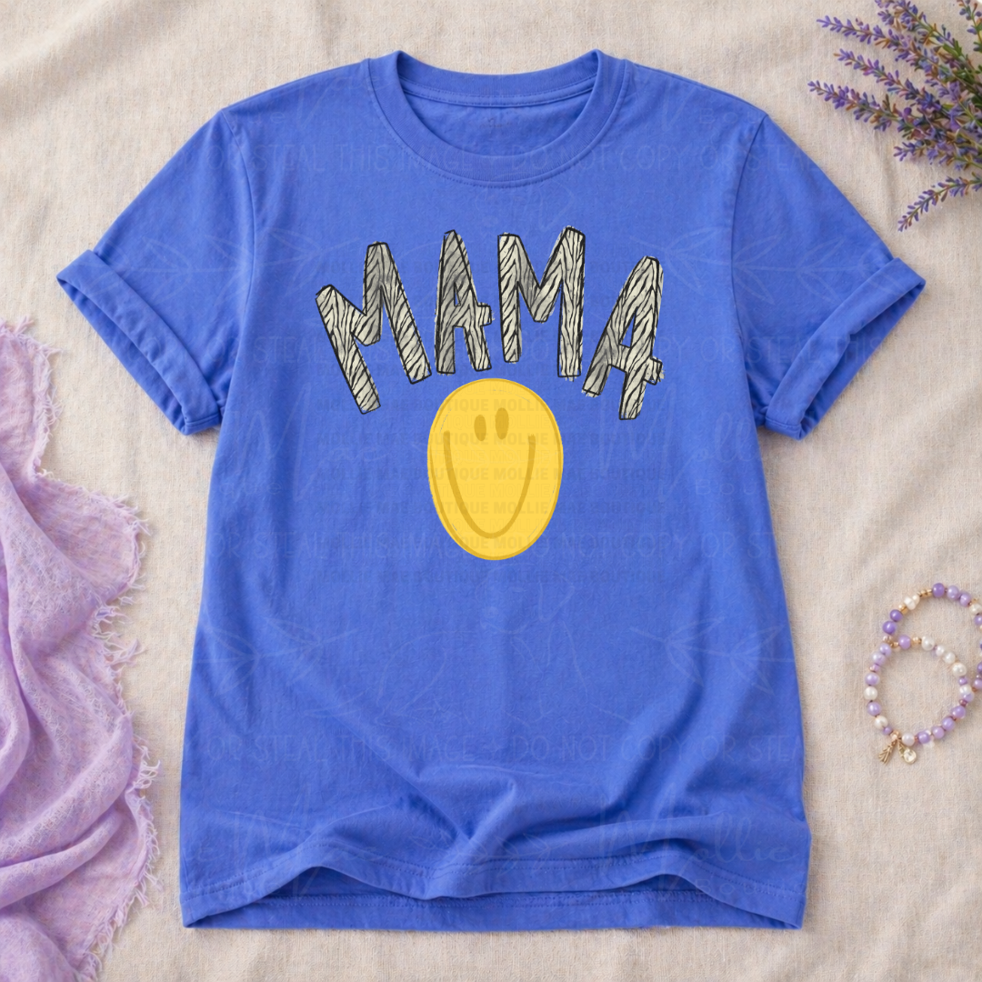 Mama Zebra Smiley Graphic Tee