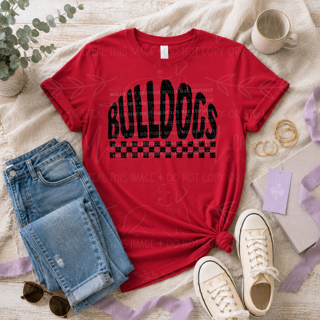 Hickman County Bulldogs Distressed Checkered Spirit T-Shirt