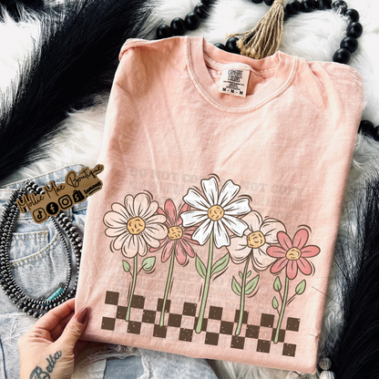 Checkered Spring Florals Tshirt