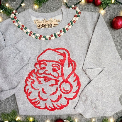 Fluffy Chenille Santa Patch Sweatshirt - Limited Quanity