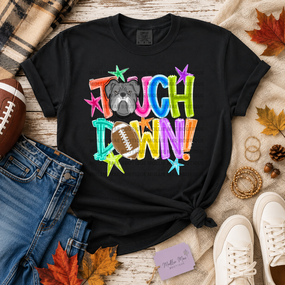 Bulldogs Bright Touchdown Football Graphic Tee