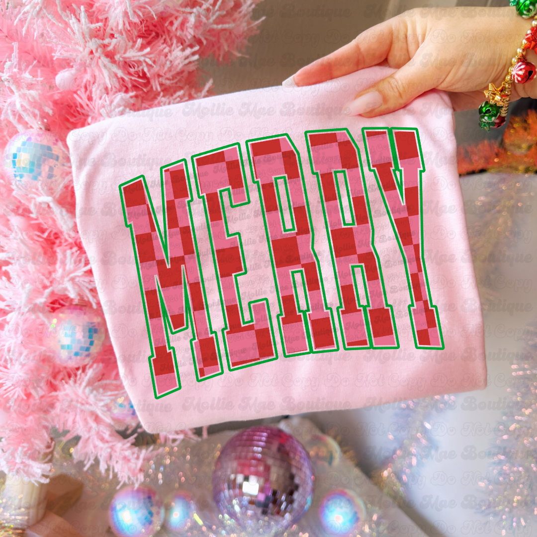 Merry & Bright Buffalo Check Graphic