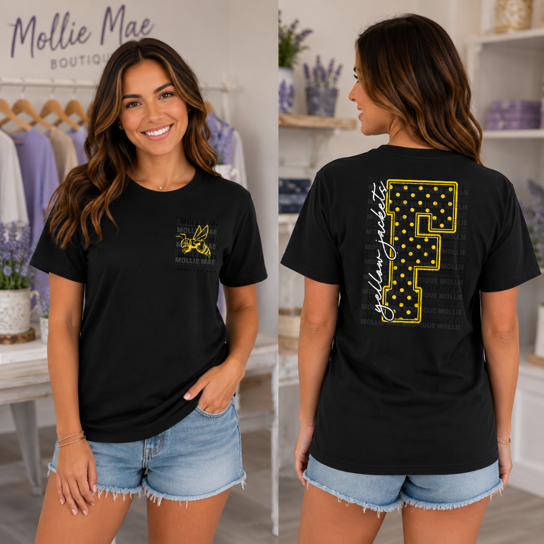 Fairview Yellow Jackets Polka Dot Graphic T-Shirt