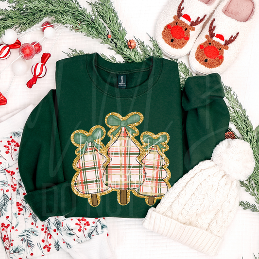 Plaid & Sparkle Pines Christmas Tee or Crewneck