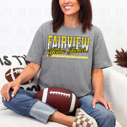 Fairview Yellow Jackets Checkered Ombre Tee – Gildan Graphite Heather