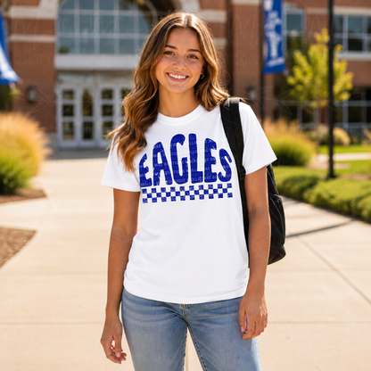 East Hickman Eagles Distressed Checkered Spirit T-Shirt