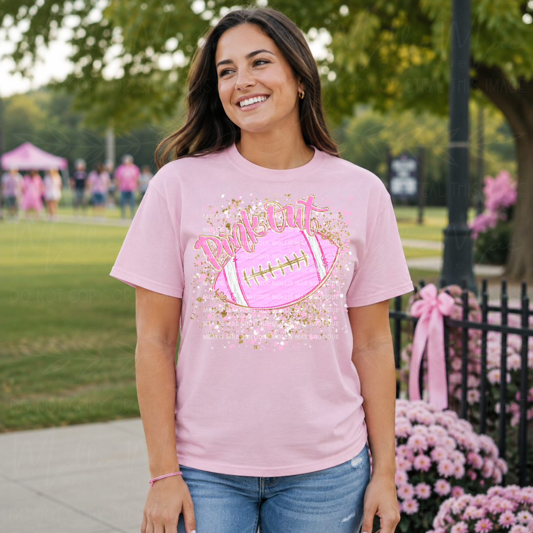 Pink Out Football Graphic Tee