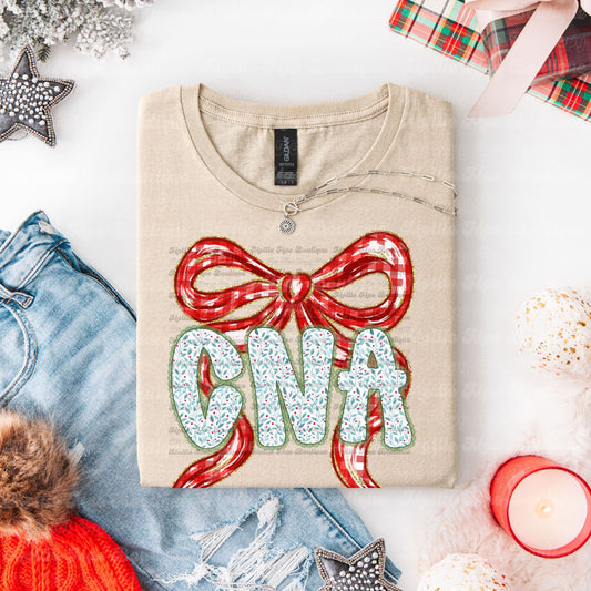 Merry CNA Bow Christmas Sweatshirt or Tee