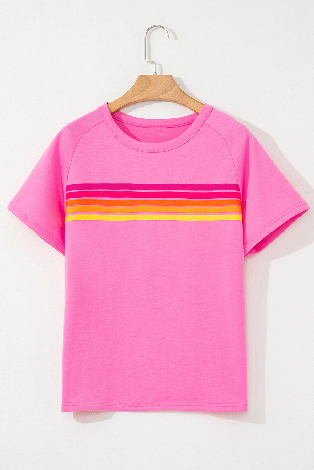 multiple colors Stripe Patch Front Short Sleeve Tee with a striped patch detail and an easy short-sleeve fit, boutique fashion