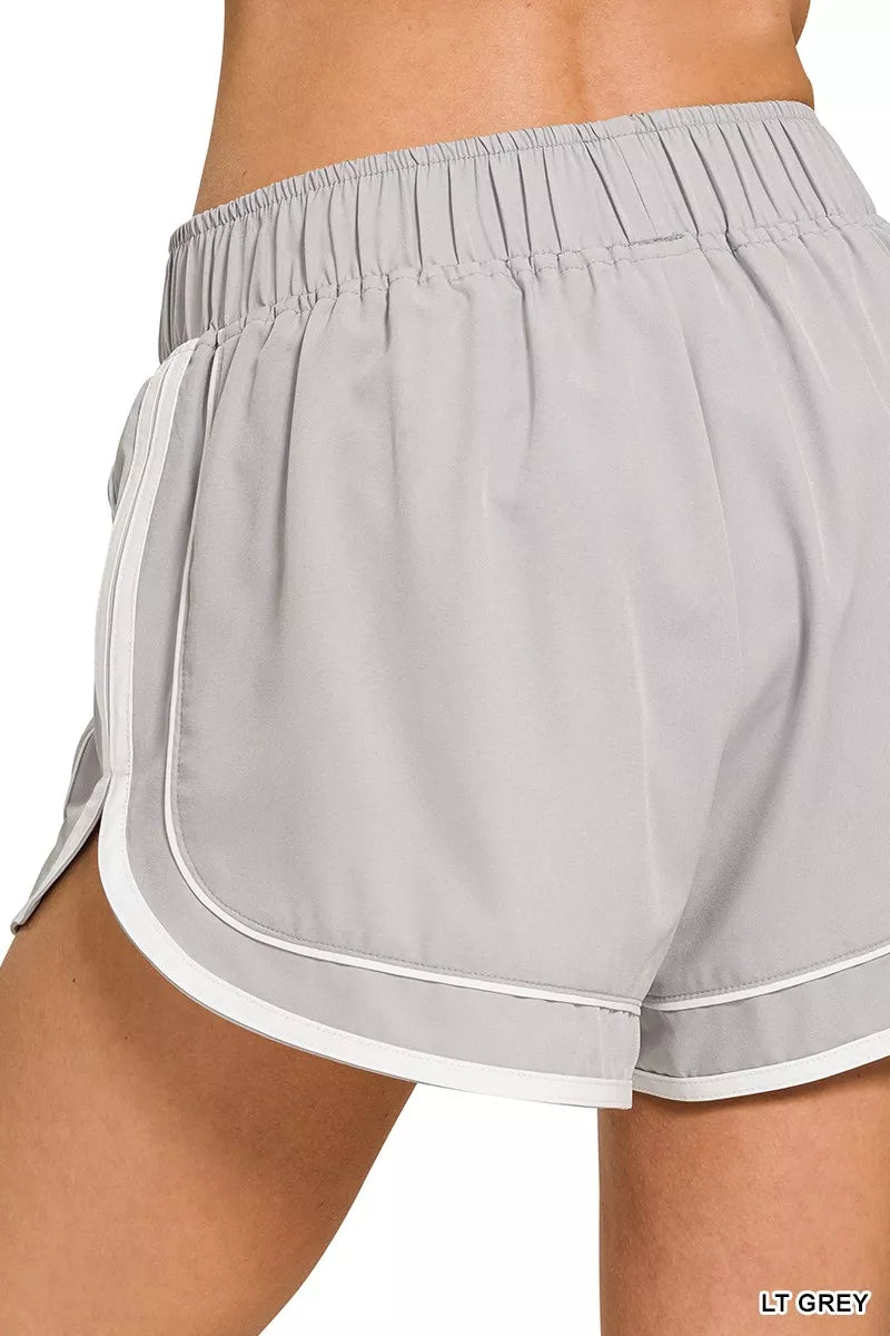 Zenana Soft Woven Lined Dolphin Shorts - LT Grey boutique apparel from Mollie Mae Boutique