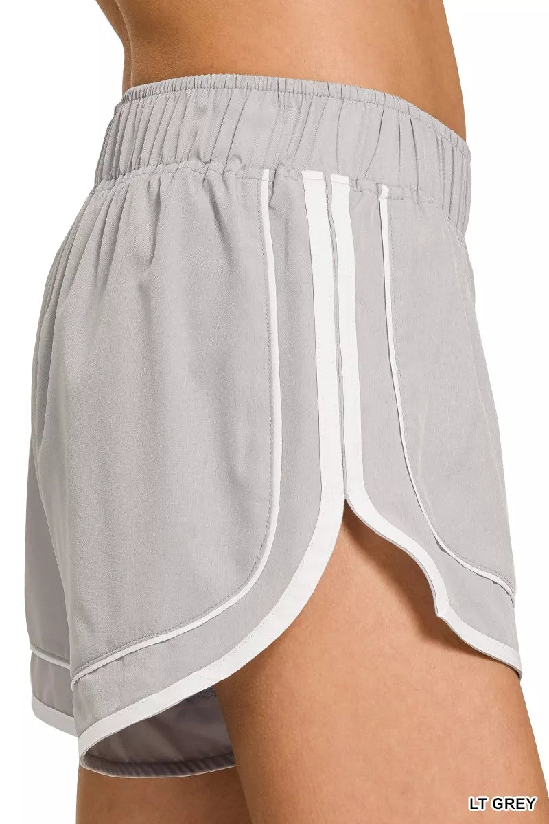 Zenana Soft Woven Lined Dolphin Shorts - LT Grey boutique apparel from Mollie Mae Boutique