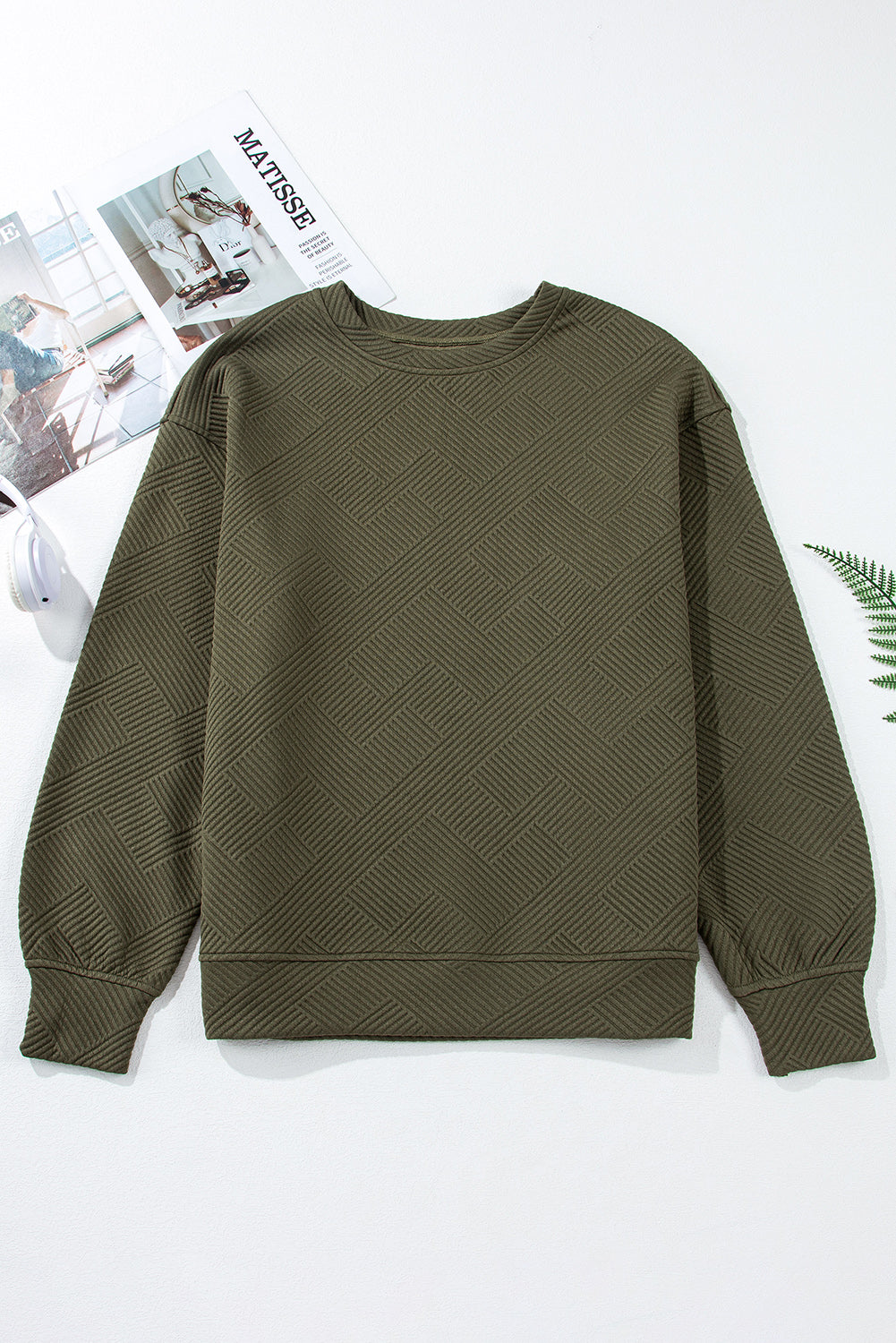 Coffee Textured Drop Shoulder Pocket Sweatshirt featuring boutique-style details and relaxed everyday fit
