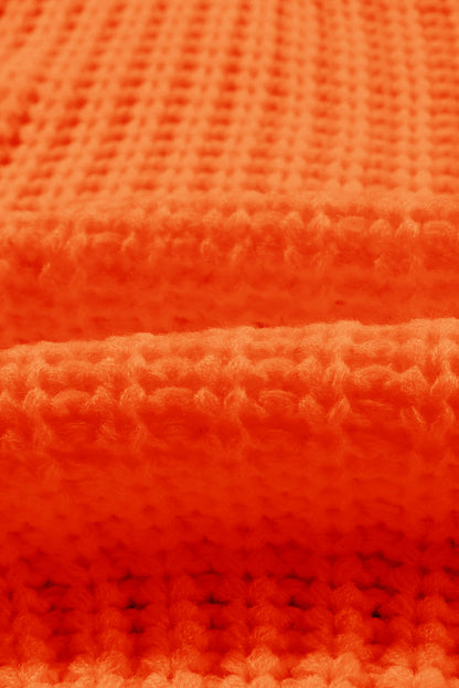 Orange orange chunky ribbed knit crew neck sweater with boutique fashion styling