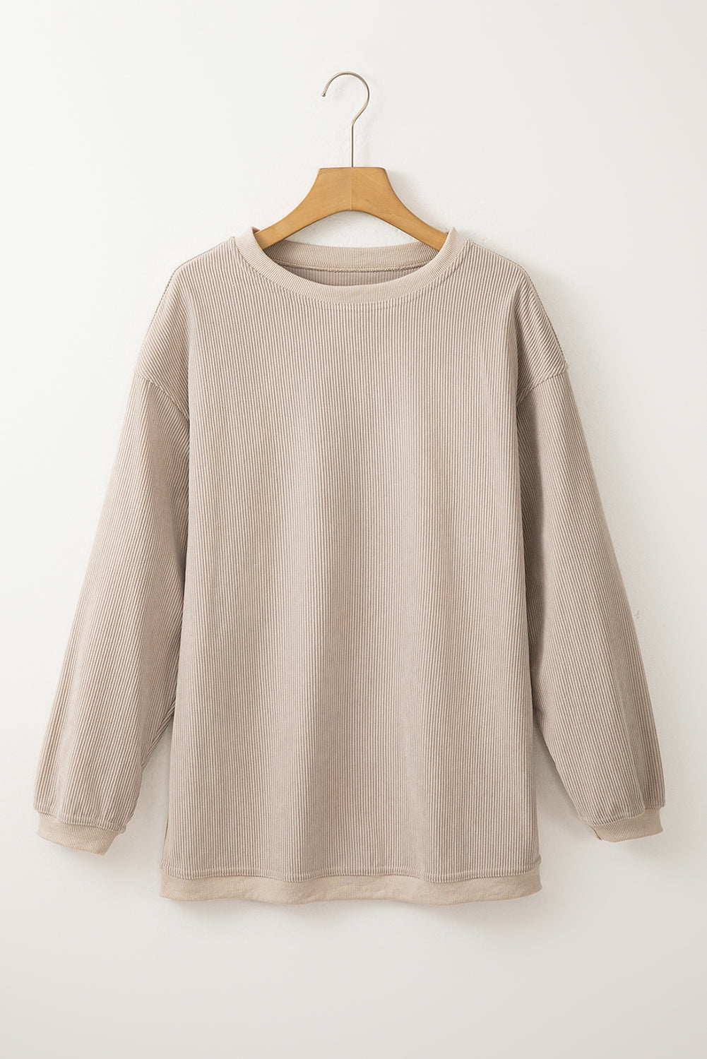 Dark Blue ribbed corduroy oversized long sleeve sweatshirt with cozy boutique styling