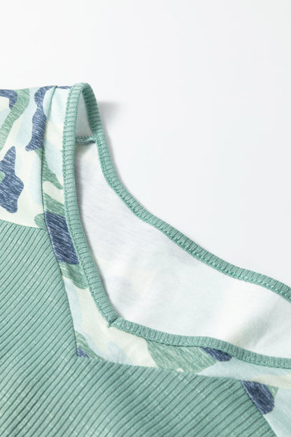 Mazie Mist Ribbed Patchwork PLUS Tee boutique clothing from Mollie Mae Boutique