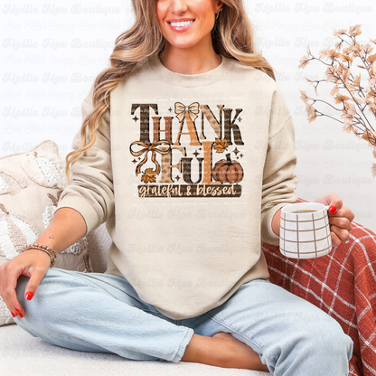 Bows & Pumpkins Thankful Sweatshirt/ Tee