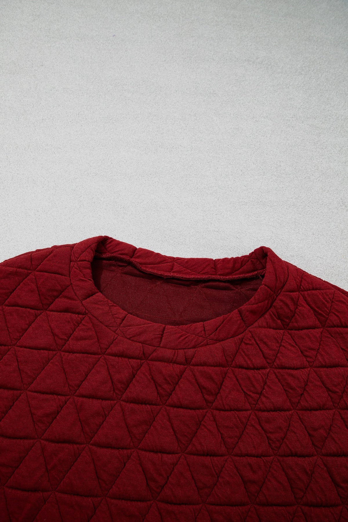 plus size racing red quilted blouse with three-quarter puff sleeves boutique top