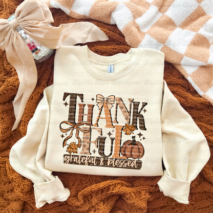 Bows & Pumpkins Thankful Sweatshirt/ Tee