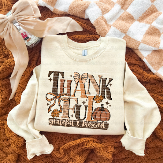 Bows & Pumpkins Thankful Sweatshirt/ Tee