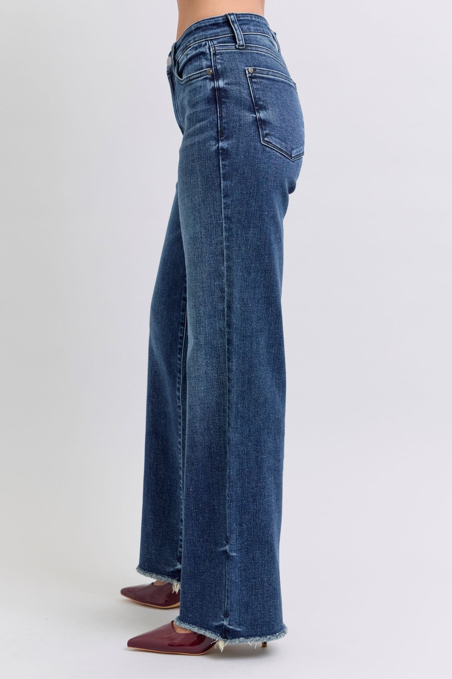 Judy Blue Raw Hem Mid Rise Jeans