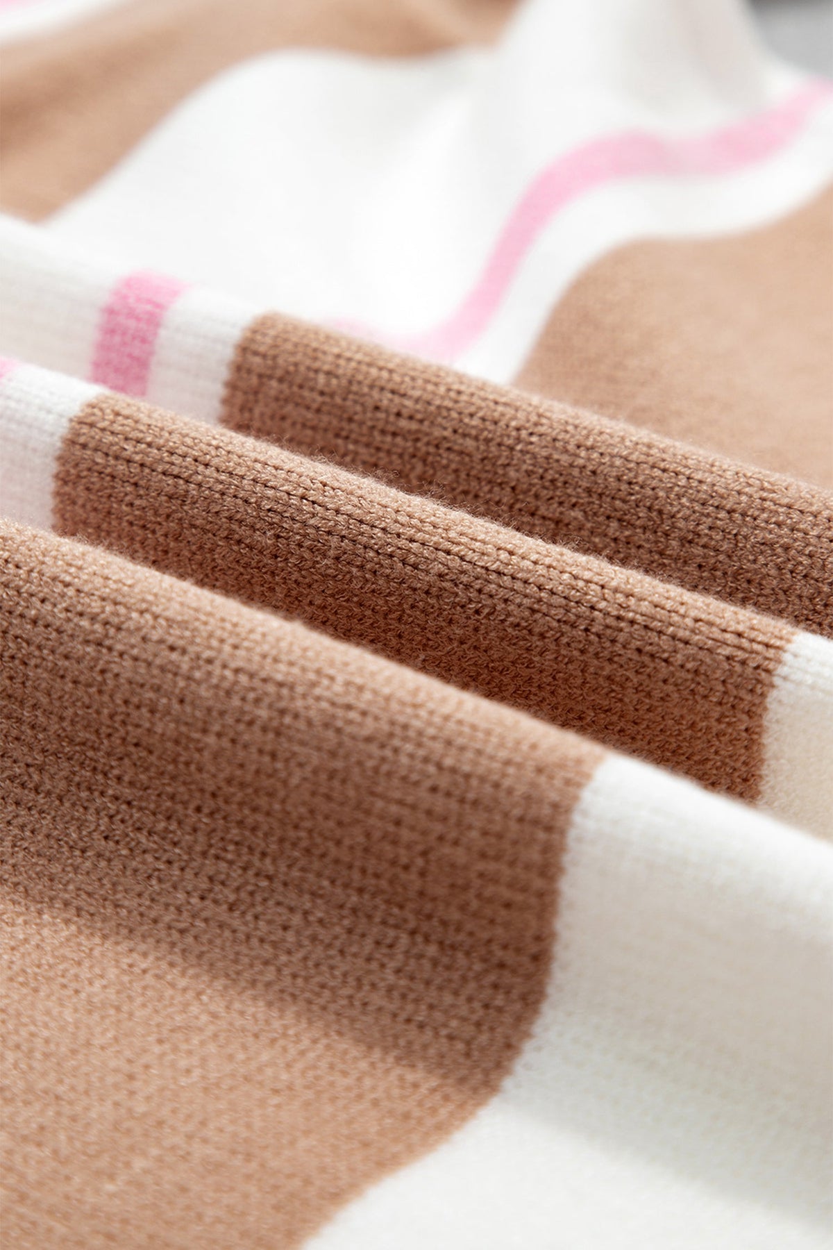 Plus size pink stripe colorblock sweater with scalloped collar and boutique styling