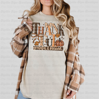 Bows & Pumpkins Thankful Sweatshirt/ Tee