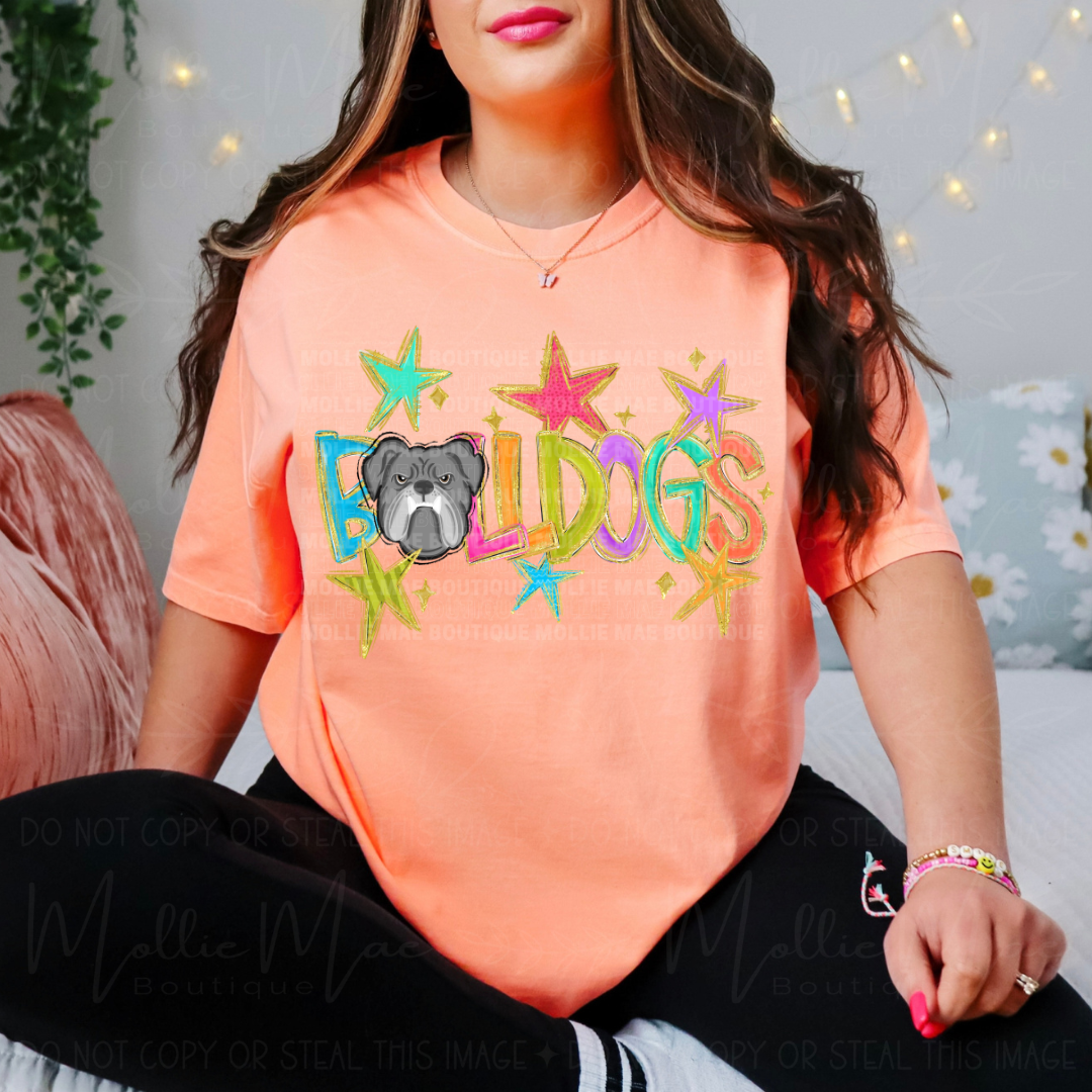 Bulldogs Stars Graphic Tee – Neon Cantaloupe