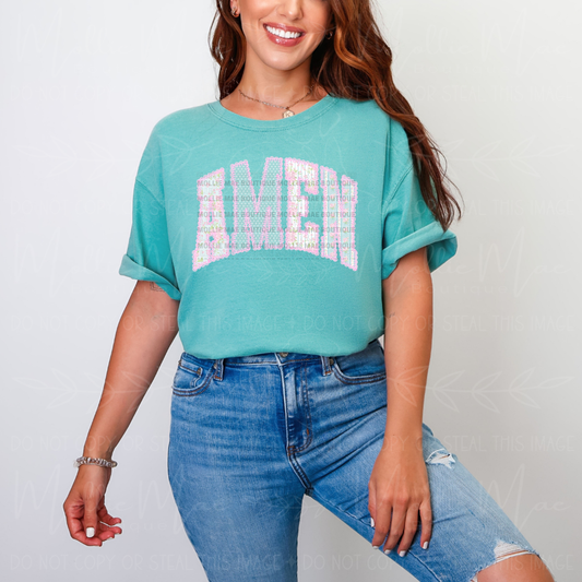 Floral Lace AMEN Graphic Tee