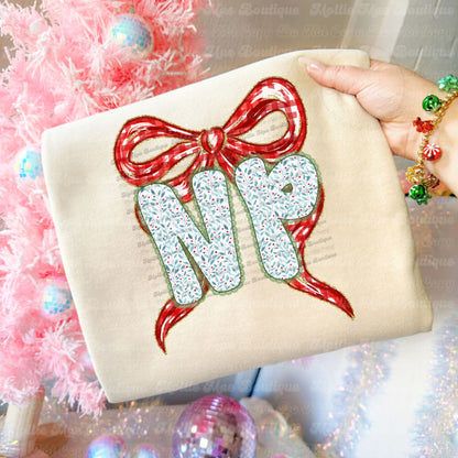 Merry NP Bow Christmas Sweatshirt or Tee