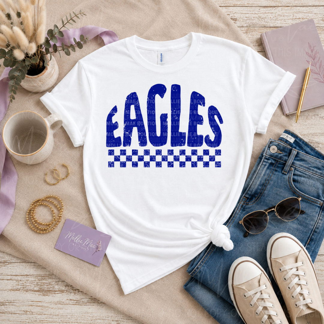 East Hickman Eagles Distressed Checkered Spirit T-Shirt