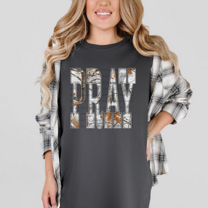 PRAY Grey Camo Graphic Tee