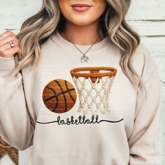 Basketball Faux Knit Graphic Sweatshirt