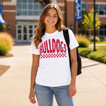 Hickman County Bulldogs Distressed Checkered Spirit T-Shirt