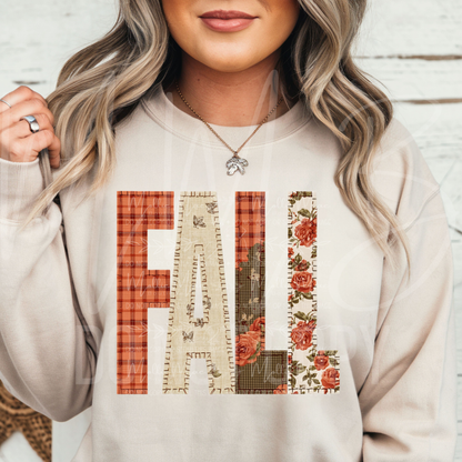 Fall Patchwork Stitch Graphic Tee or Crewneck