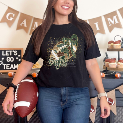 Camo Football Eagles Tee | With or Without Bow