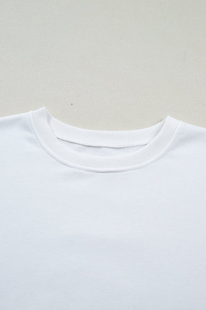 White Solid Drop Shoulder Long Sleeve Top featuring boutique-style details and relaxed everyday fit