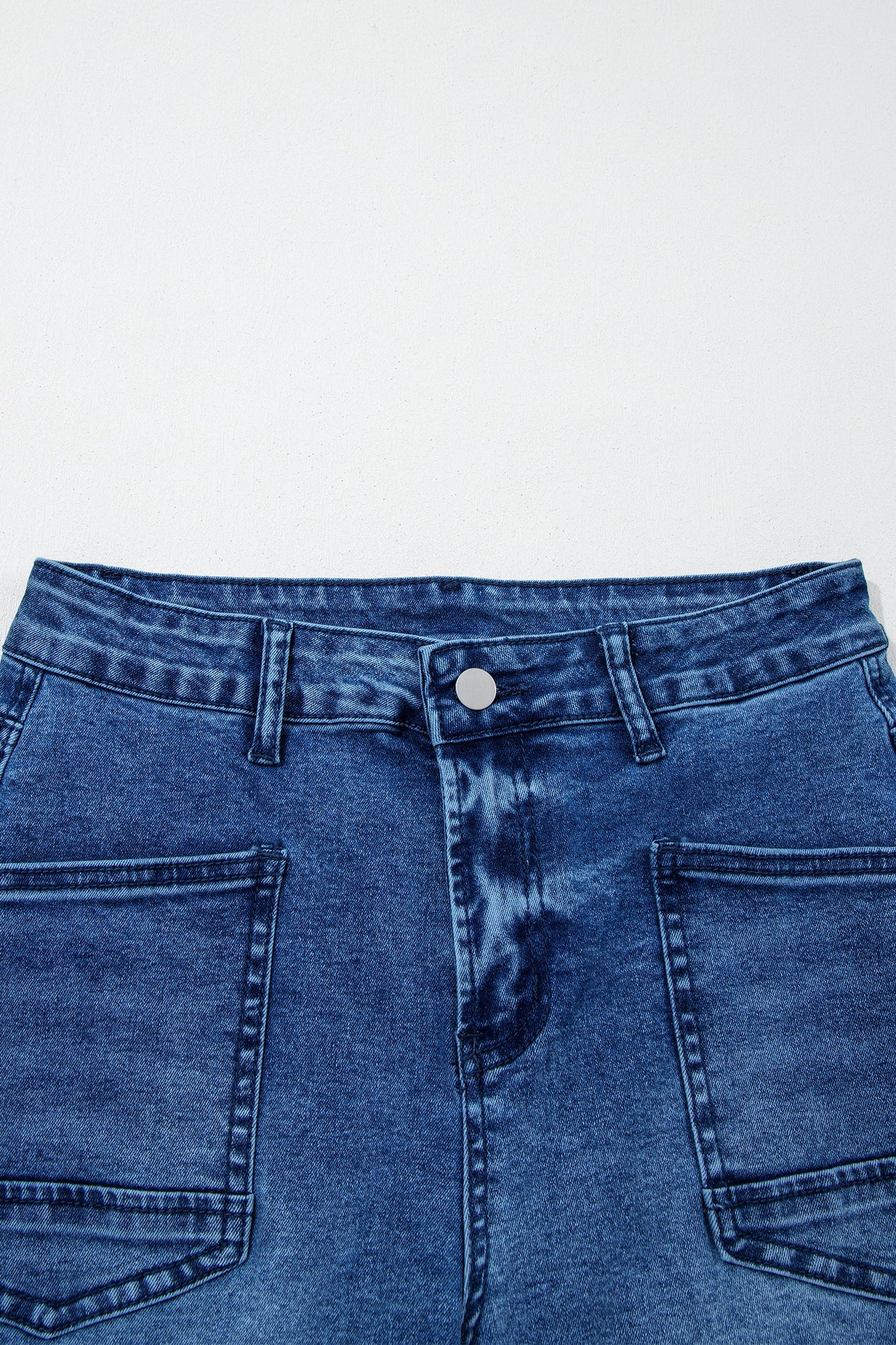 sail blue denim frayed hem cropped straight leg jeans for women