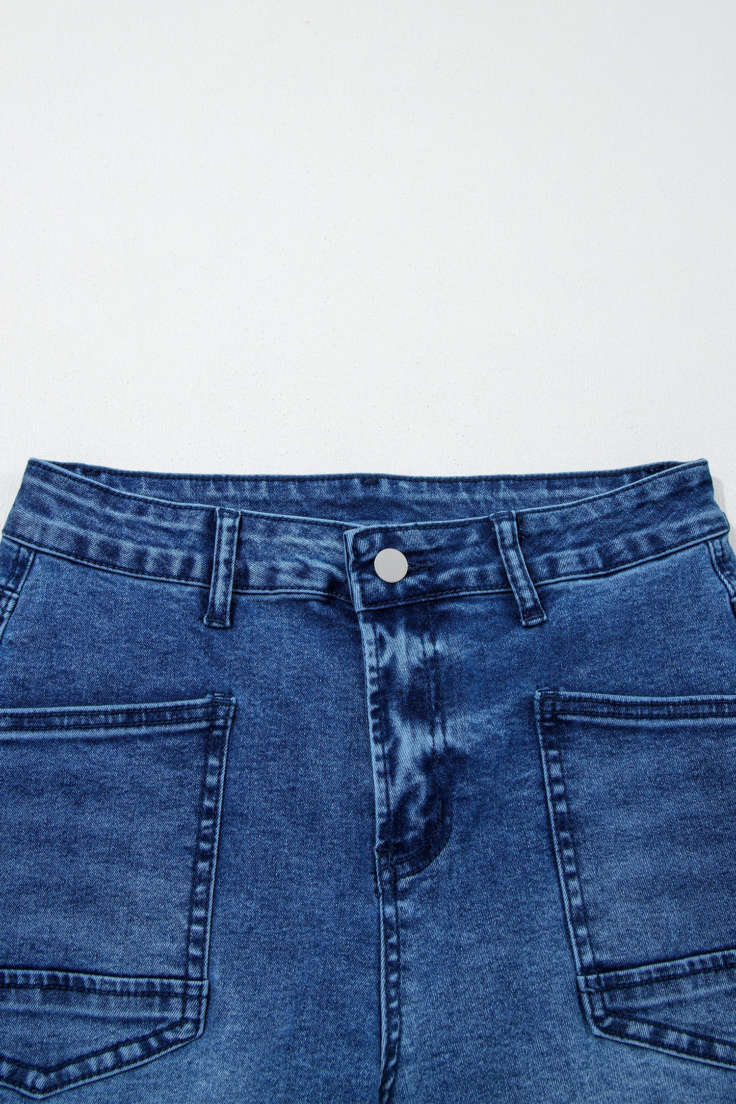 sail blue denim frayed hem cropped straight leg jeans for women