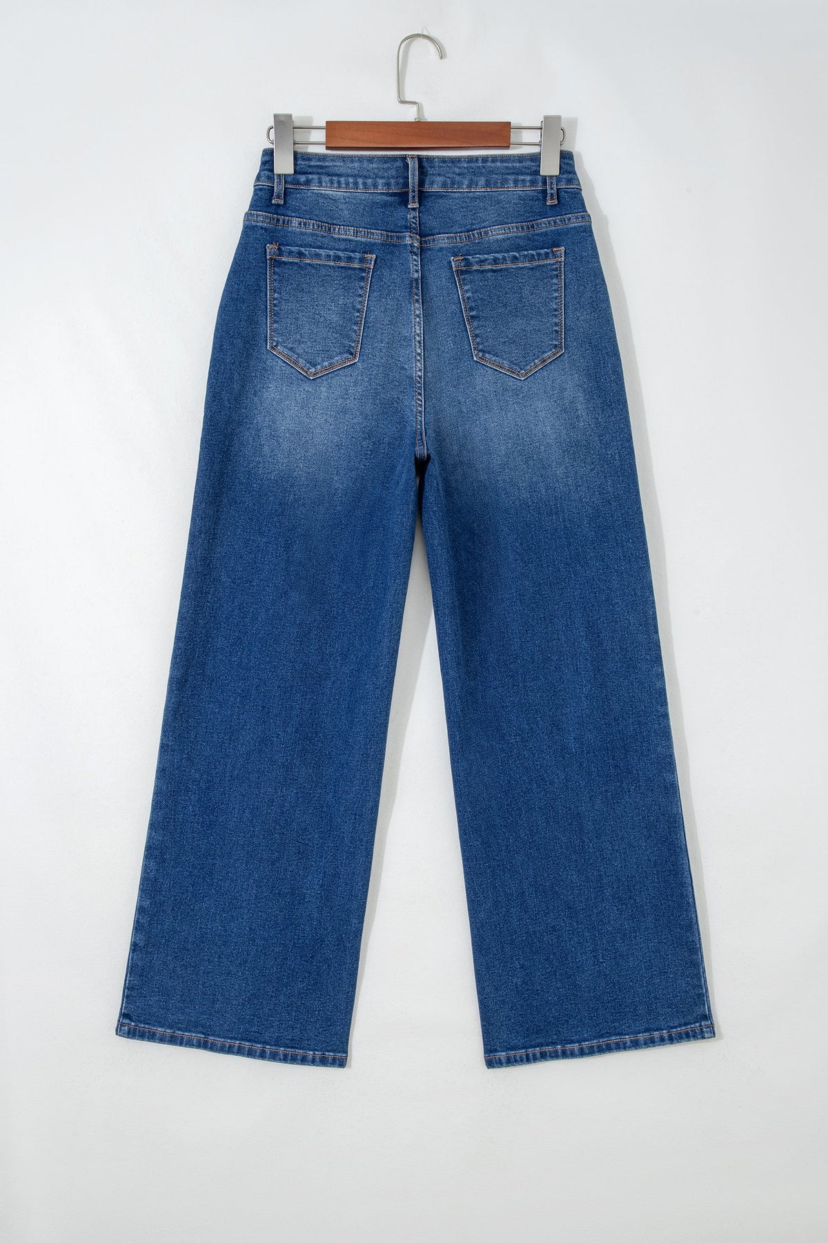 sky blue high waist jeans with seam detail and pockets boutique denim
