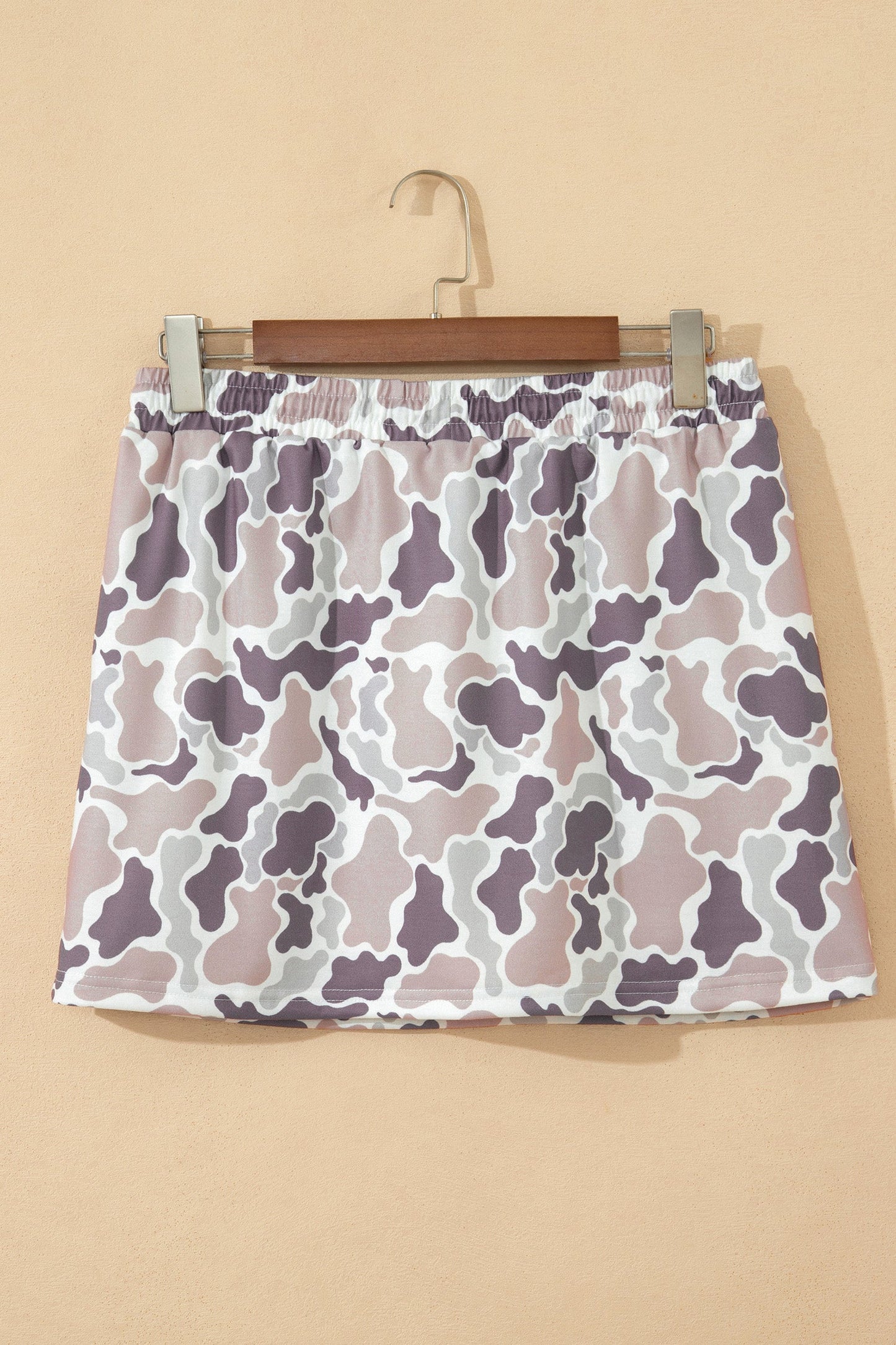 Abstract Camo Drawstring Elastic Waist Mini Skort