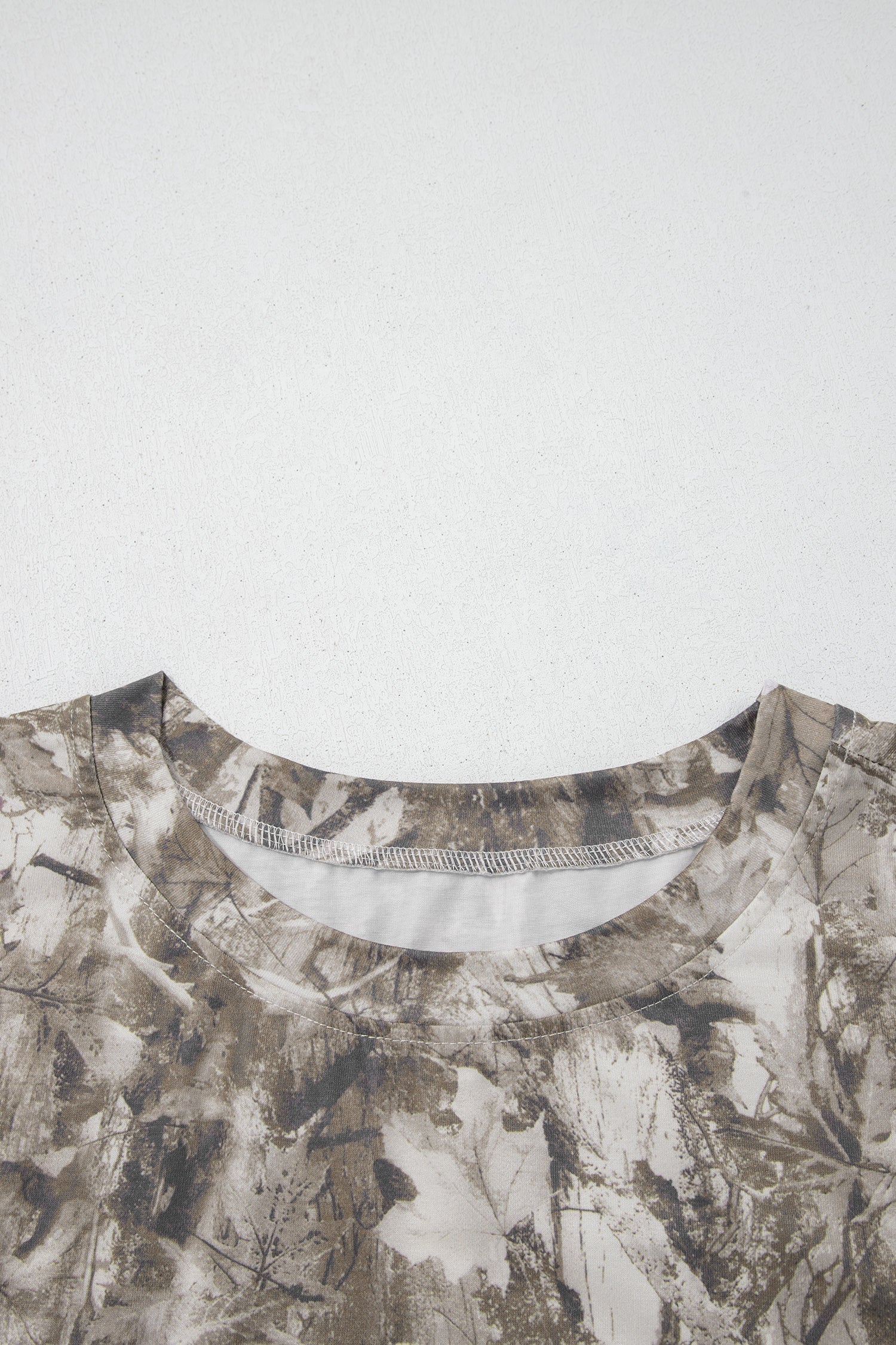 Plus size khaki woodland camouflage short sleeve drop shoulder T-shirt with relaxed fit