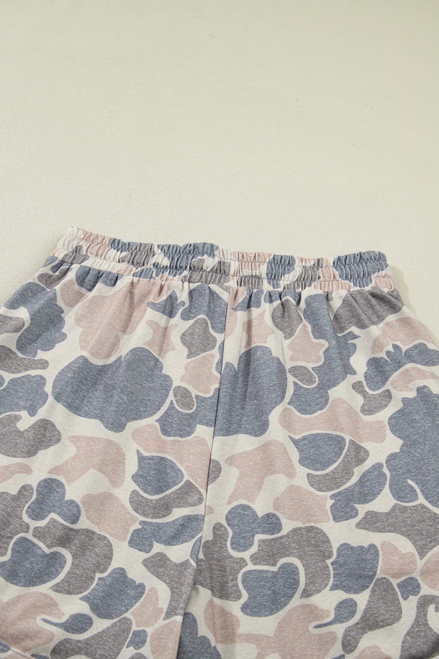 Multicolour Mya multicolor camo tee and shorts set with loose fit, elastic waist shorts, and relaxed boutique loungewear style