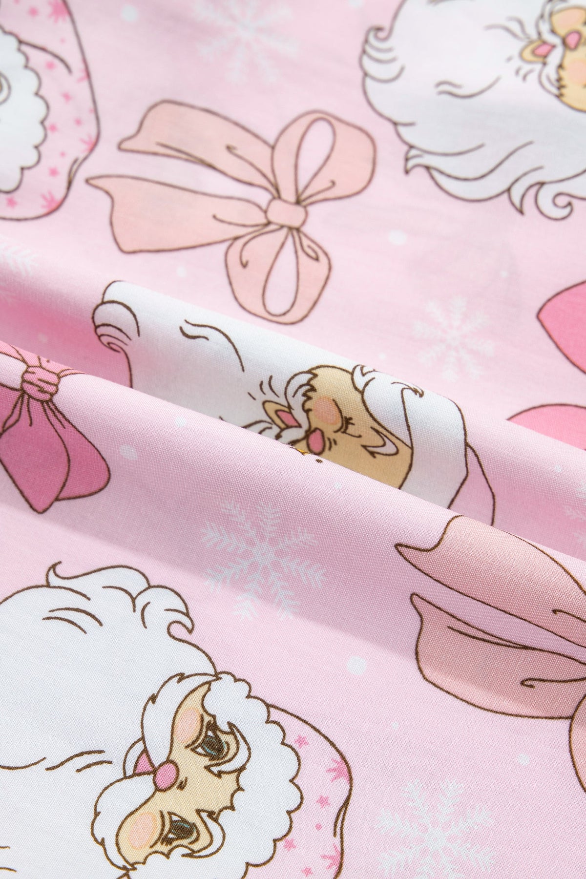 pink Santa and bow print collared top and shorts boutique pajama set