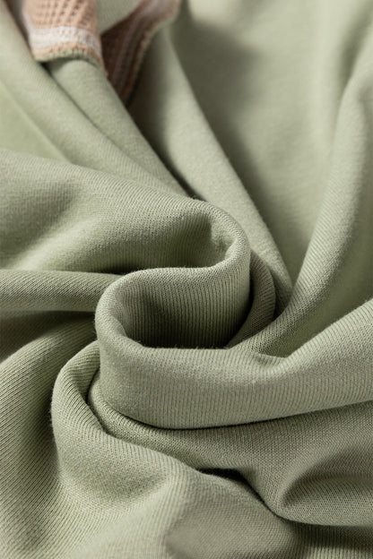 Light Pink, Wild Wind and Smoke Green colorblock waffle knit reverse seam oversized sweatshirt with boutique fashion styling