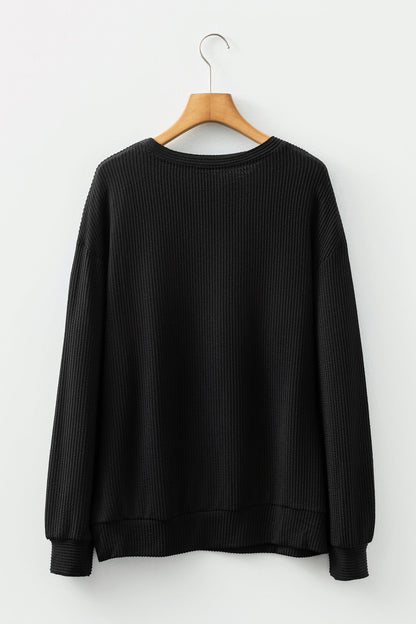 evergreen MERRY JOLLY Christmas long sleeve corded boutique top