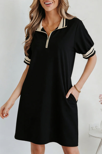 Jovie Trim Preppy Polo Tee Shirt Dress