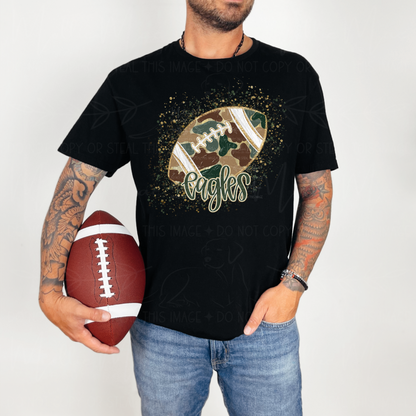 Camo Football Eagles Tee | With or Without Bow